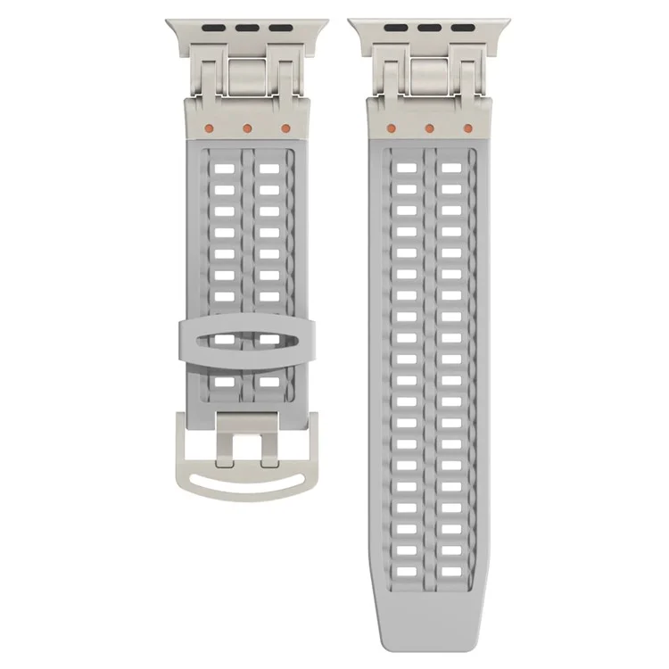 Per Apple Watch 10 46mm / Ultra 2 / Ultra 49mm / 9 8 7 45mm / SE (2023) SE (2022) SE 6 5 4 44mm / 3 2 1 42mm Cinturino in silicone a doppio artiglio - Grigio