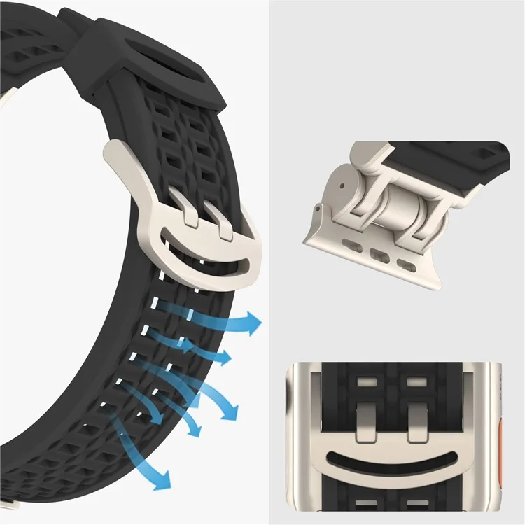 Per Apple Watch 10 46mm / Ultra 2 / Ultra 49mm / 9 8 7 45mm / SE (2023) SE (2022) SE 6 5 4 44mm / 3 2 1 42mm Cinturino in silicone a doppio artiglio - Grigio