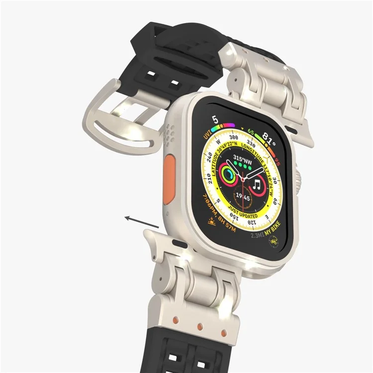 Per Apple Watch 10 46mm / Ultra 2 / Ultra 49mm / 9 8 7 45mm / SE (2023) SE (2022) SE 6 5 4 44mm / 3 2 1 42mm Cinturino in silicone a doppio artiglio - Grigio