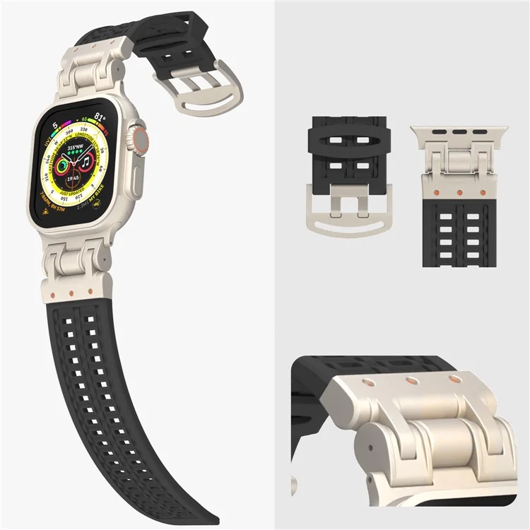 Per Apple Watch 10 46mm / Ultra 2 / Ultra 49mm / 9 8 7 45mm / SE (2023) SE (2022) SE 6 5 4 44mm / 3 2 1 42mm Cinturino in silicone a doppio artiglio - Grigio