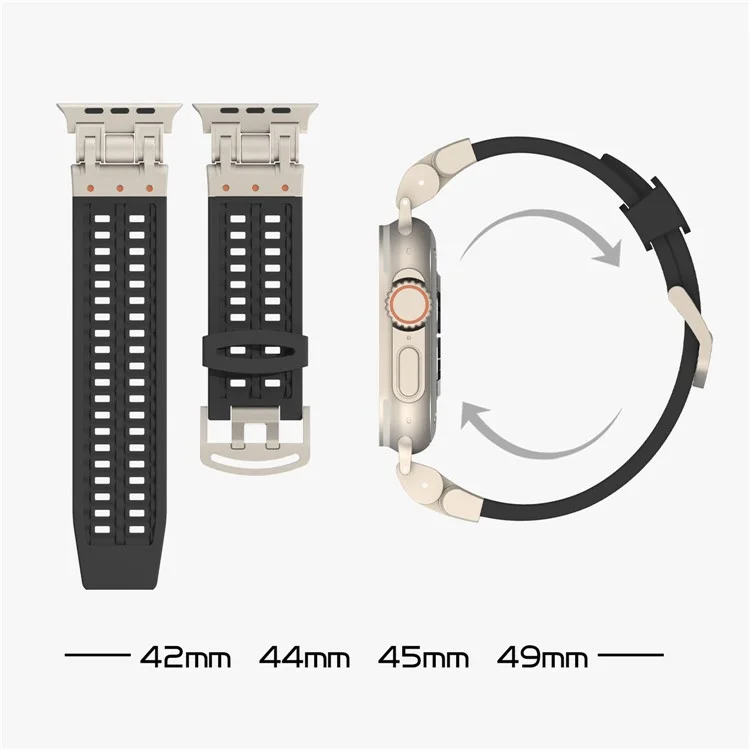 Per Apple Watch 10 46mm / Ultra 2 / Ultra 49mm / 9 8 7 45mm / SE (2023) SE (2022) SE 6 5 4 44mm / 3 2 1 42mm Cinturino in silicone a doppio artiglio - Grigio