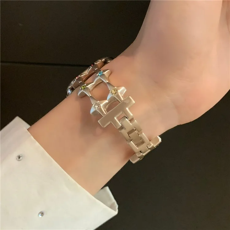 For Apple Watch Series 10 42mm / 9 8 7 41mm / SE (2023) SE (2022) SE 6 5 4 40mm / 3 2 1 38mm Alloy Bracelet Watch Band - Starlight