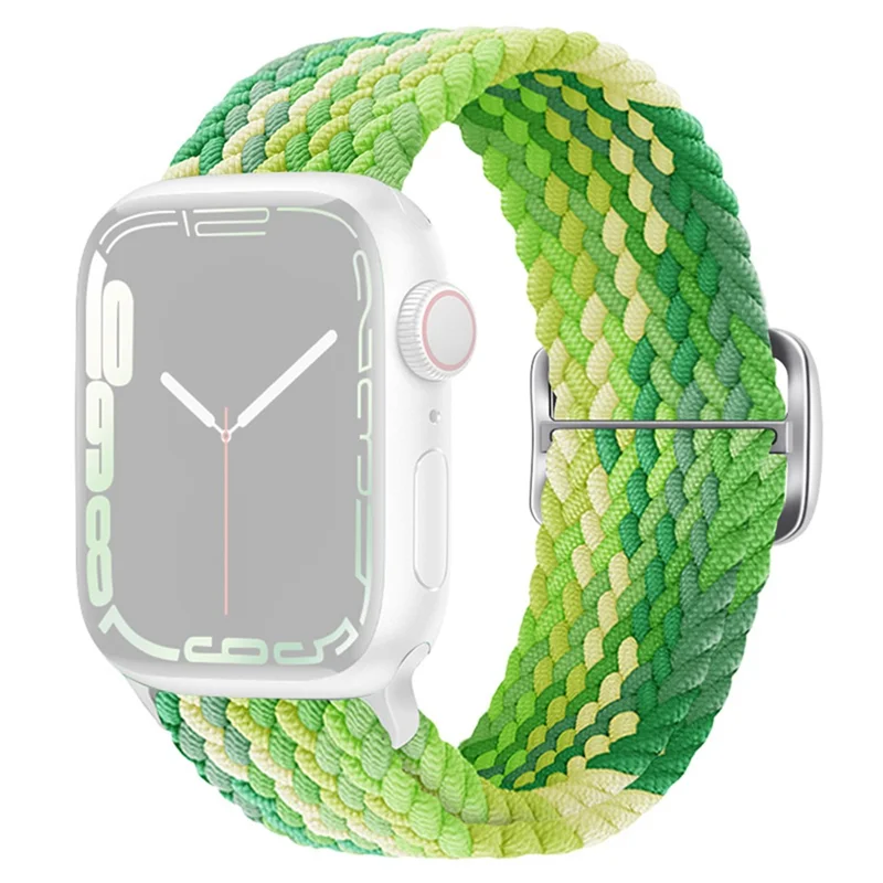 For Apple Watch Ultra 3 2 1 49mm / Series 11 10 46mm / 9 8 7 45mm / SE3 SE2 SE 6 5 4 44mm / 3 2 1 42mm Strap Nylon Braided Watch Band - Lime