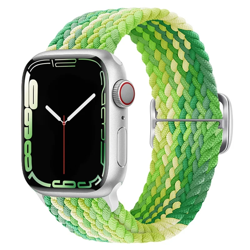 For Apple Watch Ultra 3 2 1 49mm / Series 11 10 46mm / 9 8 7 45mm / SE3 SE2 SE 6 5 4 44mm / 3 2 1 42mm Strap Nylon Braided Watch Band - Lime