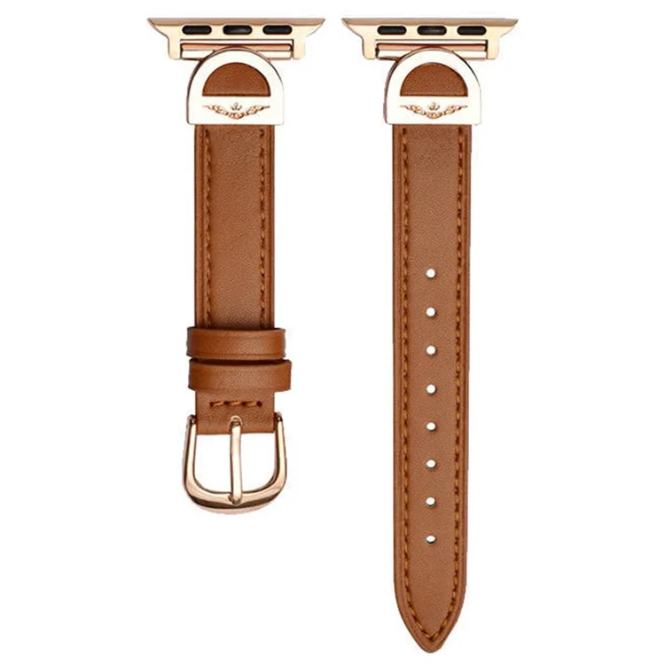 For Apple Watch Series 10 42mm / 9 8 7 41mm / SE (2023) SE (2022) SE 6 5 4 40mm / 3 2 1 38mm Watch Straps Microfiber Leather Bracelet Strap - Brown