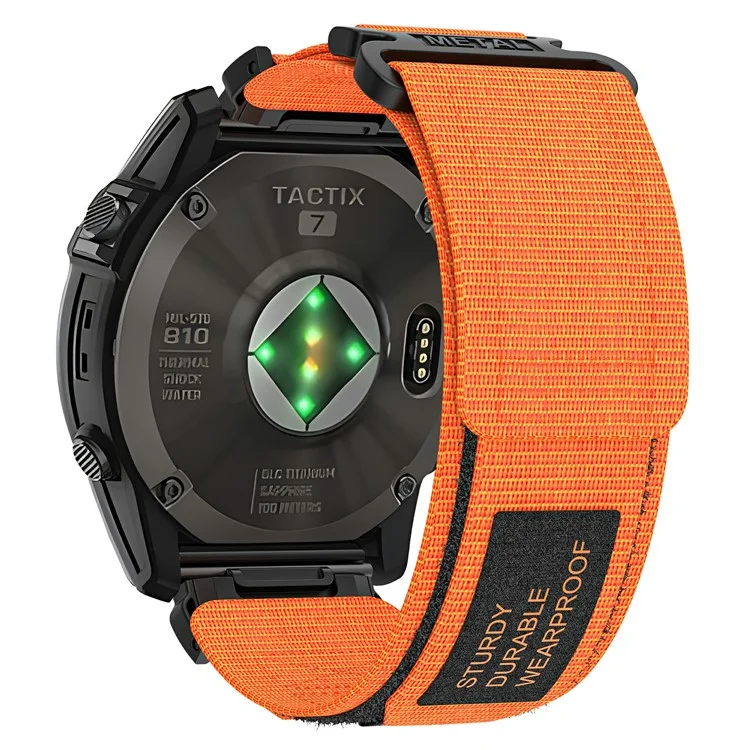 Per Garmin Tactix 7 Pro / Fenix 7X / 6X Pro / 5X Plus Watch Band 26mm Nylon Wrist Strap - Orange