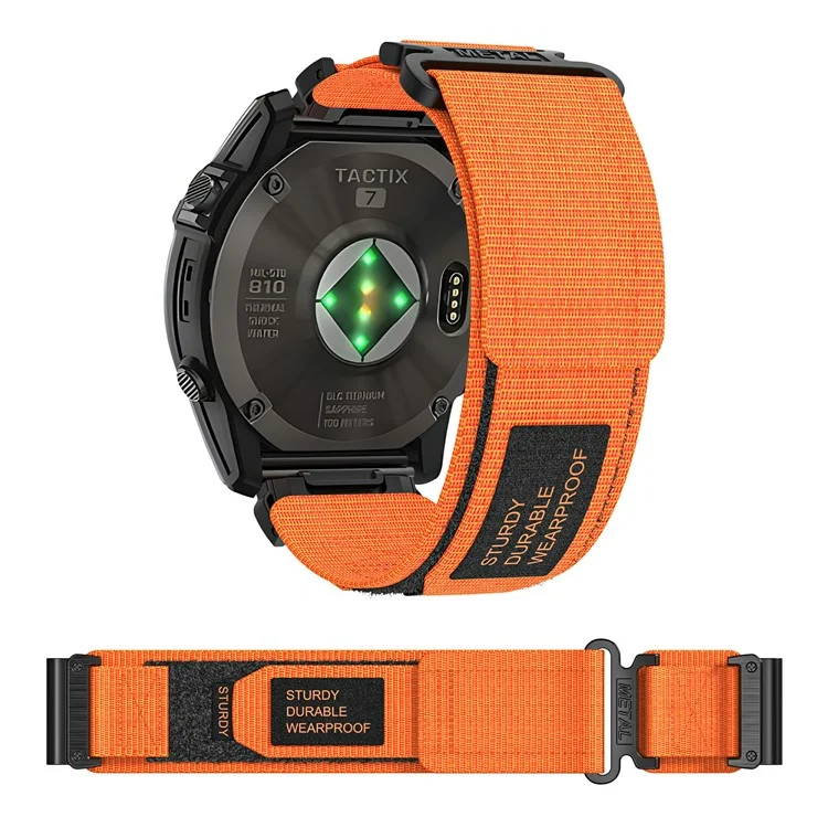Per Garmin Tactix 7 Pro / Fenix 7X / 6X Pro / 5X Plus Watch Band 26mm Nylon Wrist Strap - Orange