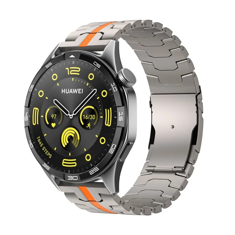 For Huawei Watch GT 4 / GT 3 / GT 2 46mm Replacement Strap 22mm Metal Watch Band - Titanium Orange