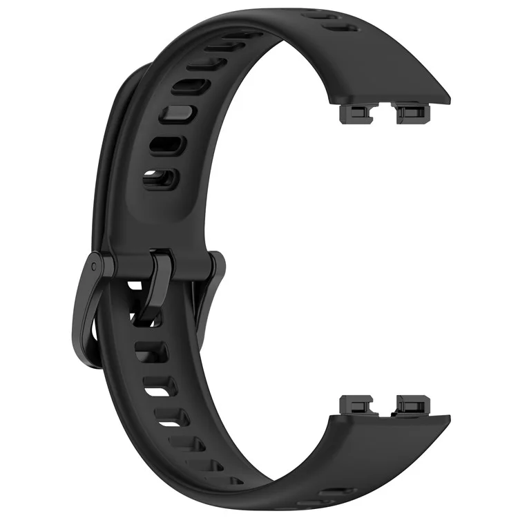 For Huawei Band 8 / 8 NFC / 9 / 9 NFC Glossy Silicone Watch Strap Replacement Watchband - Black