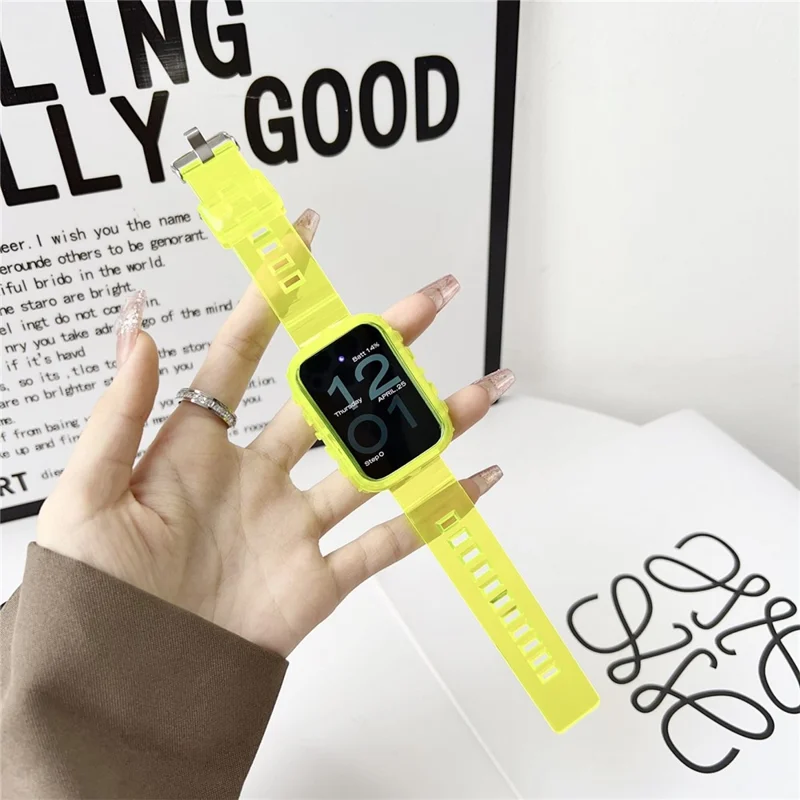 Интегрированный ремешок для умных часов Xiaomi Smart Band 8 Pro, регулируемый силиконовый ремешок с чехлом для часов - прозрачный желтый