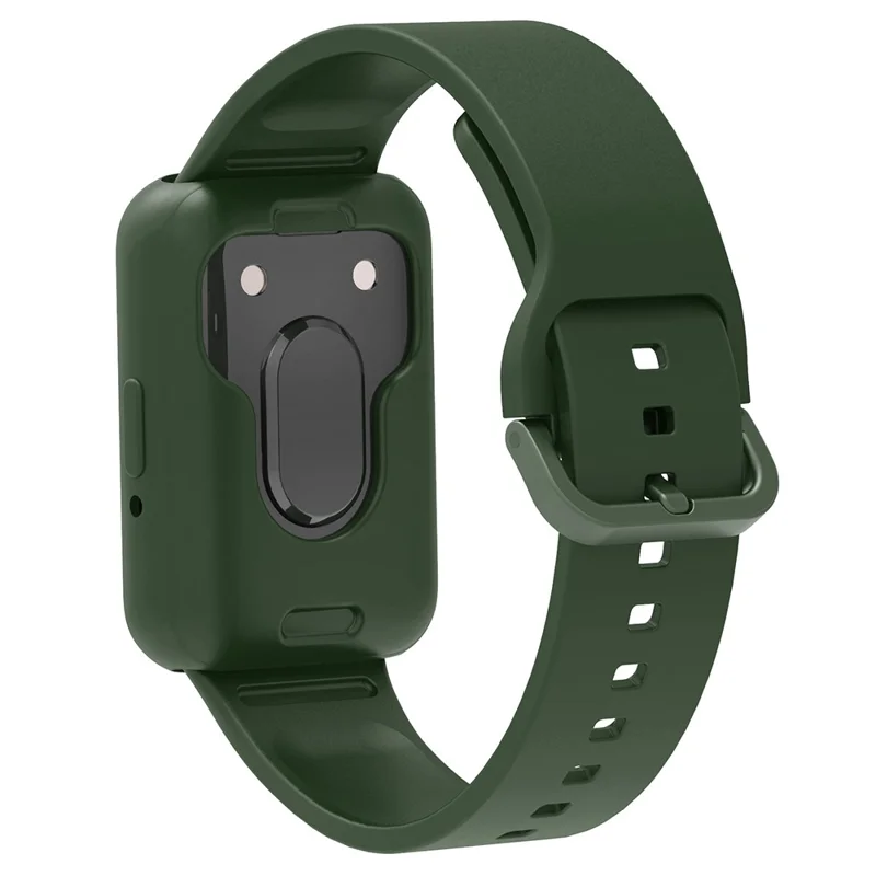 For Samsung Galaxy Fit3 Silicone Strap Replacement Wrist Band with Watch Case - Green