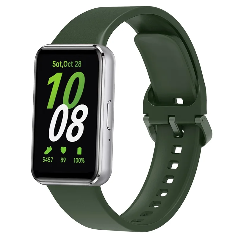For Samsung Galaxy Fit3 Silicone Strap Replacement Wrist Band with Watch Case - Green