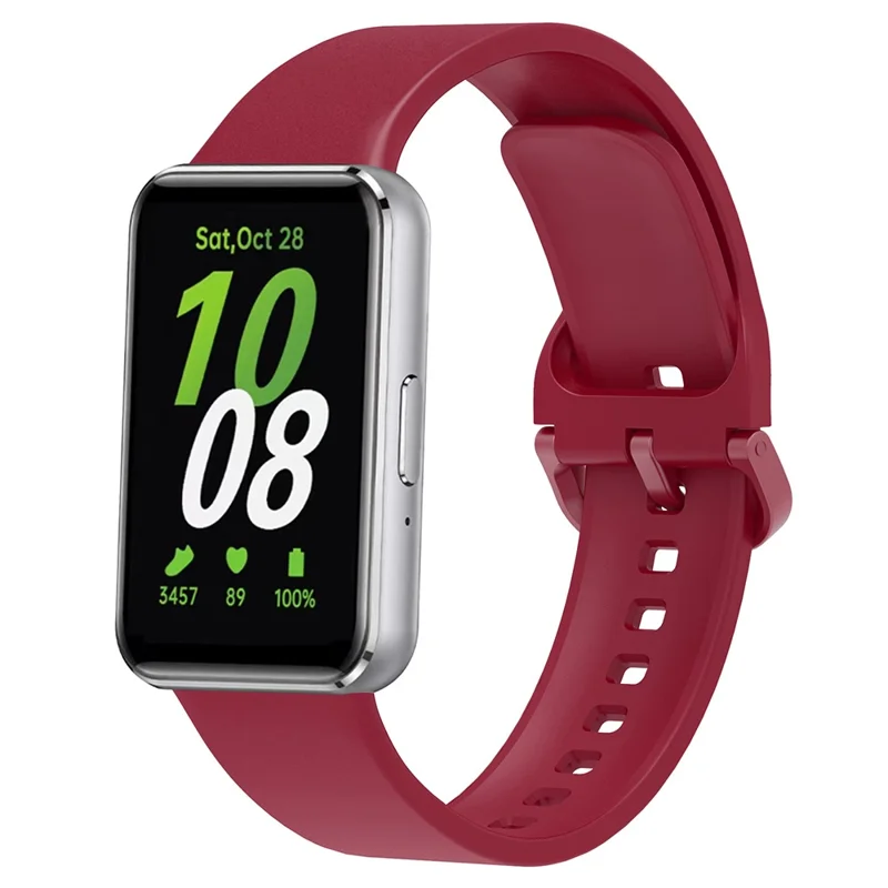 For Samsung Galaxy Fit3 Silicone Strap Replacement Wrist Band with Watch Case - Red