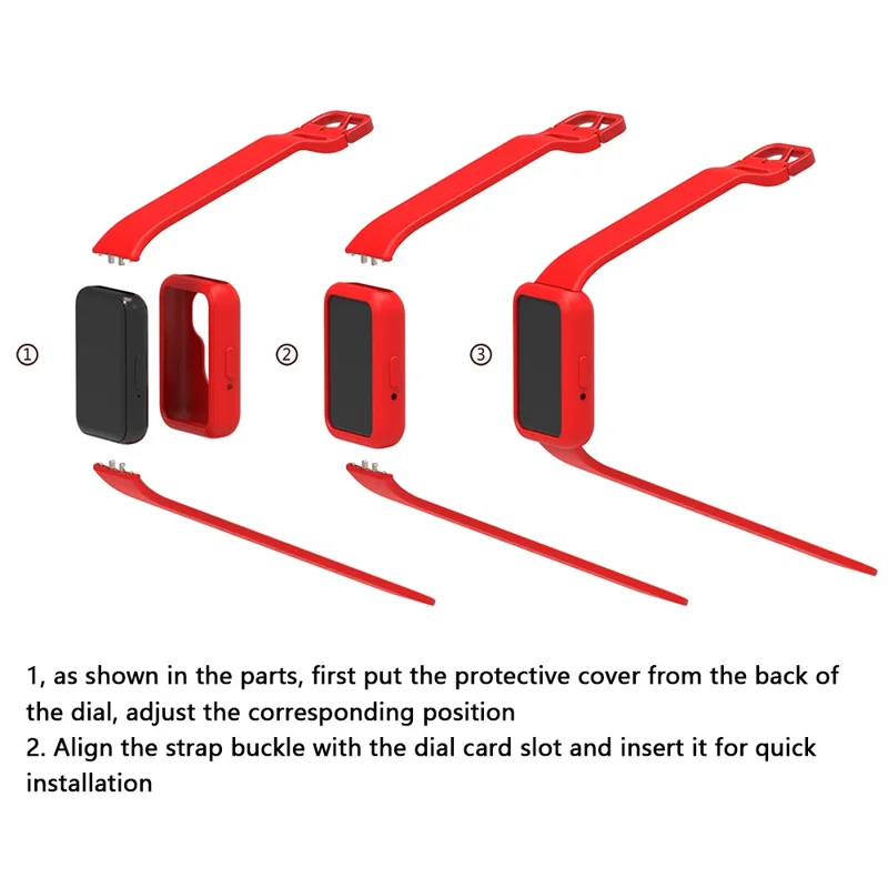 For Samsung Galaxy Fit3 Silicone Strap Replacement Wrist Band with Watch Case - Red