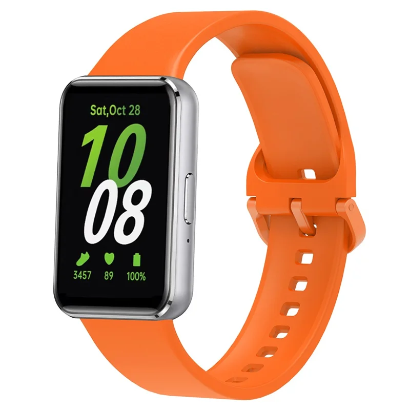 For Samsung Galaxy Fit3 Silicone Strap Replacement Wrist Band with Watch Case - Orange