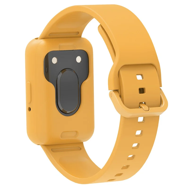 For Samsung Galaxy Fit3 Silicone Strap Replacement Wrist Band with Watch Case - Yellow