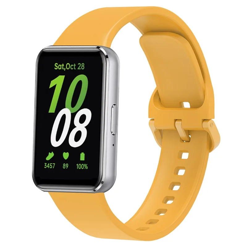 For Samsung Galaxy Fit3 Silicone Strap Replacement Wrist Band with Watch Case - Yellow