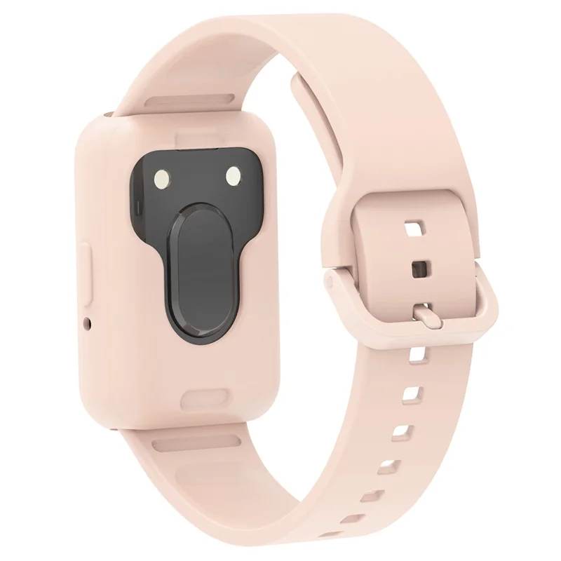 For Samsung Galaxy Fit3 Silicone Strap Replacement Wrist Band with Watch Case - Pink