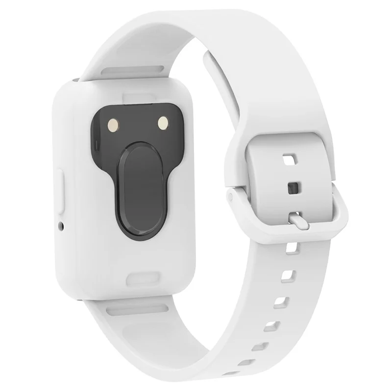 For Samsung Galaxy Fit3 Silicone Strap Replacement Wrist Band with Watch Case - White