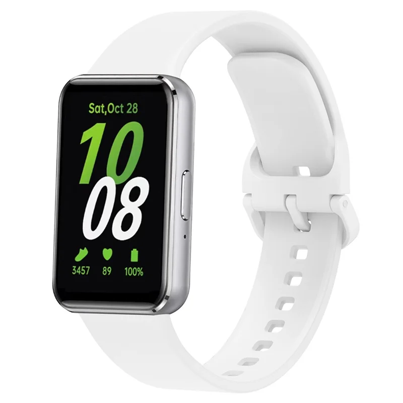 For Samsung Galaxy Fit3 Silicone Strap Replacement Wrist Band with Watch Case - White