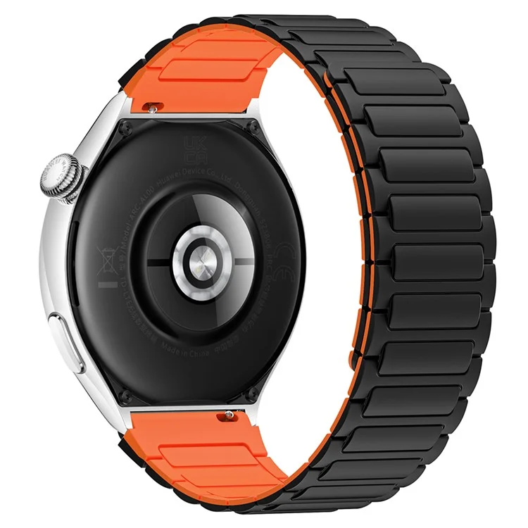 Bracelet de montre en silicone pour Huawei Watch 4 / 4 Pro / GT 4 46mm, bracelet de poignet magnétique - Noir / Orange