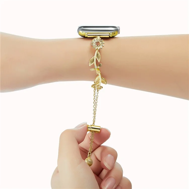 Para Apple Watch 10 46mm / Ultra 2 / Ultra 49mm / 9 8 7 45mm / SE (2023) SE (2022) SE 6 5 4 44mm / 3 2 1 42mm Sunflower Watch Band Zinc Alloy - Gold
