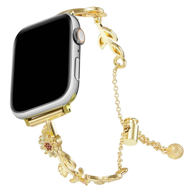 For Apple Watch Series 10 42mm / 9 8 7 41mm / SE (2023) SE (2022) SE 6 5 4 40mm / 3 2 1 38mm Zinc Alloy Watch Strap - Gold