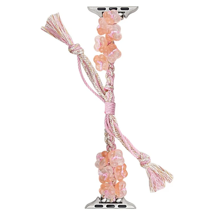 Per Apple Watch Series 10 42mm / 9 8 7 41mm / SE (2023) SE (2022) SE 6 5 4 40mm / 3 2 1 38mm Braided Rope Bracelet Watch Strap - Rosa