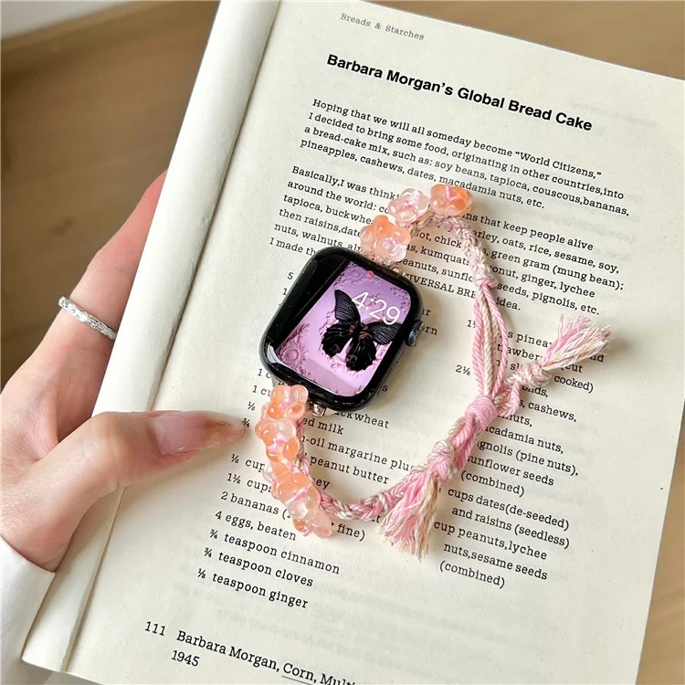 Per Apple Watch Series 10 42mm / 9 8 7 41mm / SE (2023) SE (2022) SE 6 5 4 40mm / 3 2 1 38mm Braided Rope Bracelet Watch Strap - Rosa