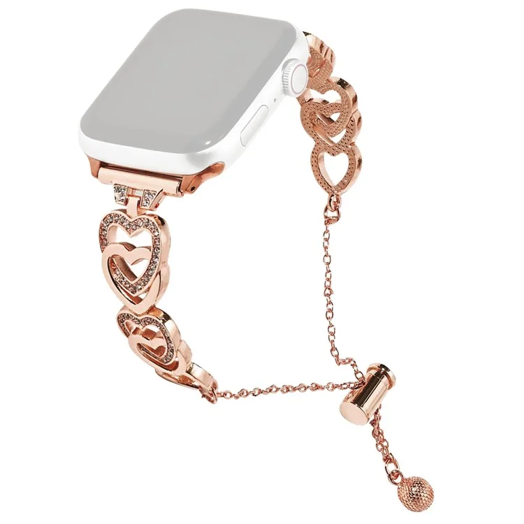 Para Apple Watch Series 10 42mm / 9 8 7 41mm / SE (2023) SE (2022) SE 6 5 4 40mm / 3 2 1 38mm Bracelete de Pulseira de Relógio de Liga de Zinco - Rose Gold
