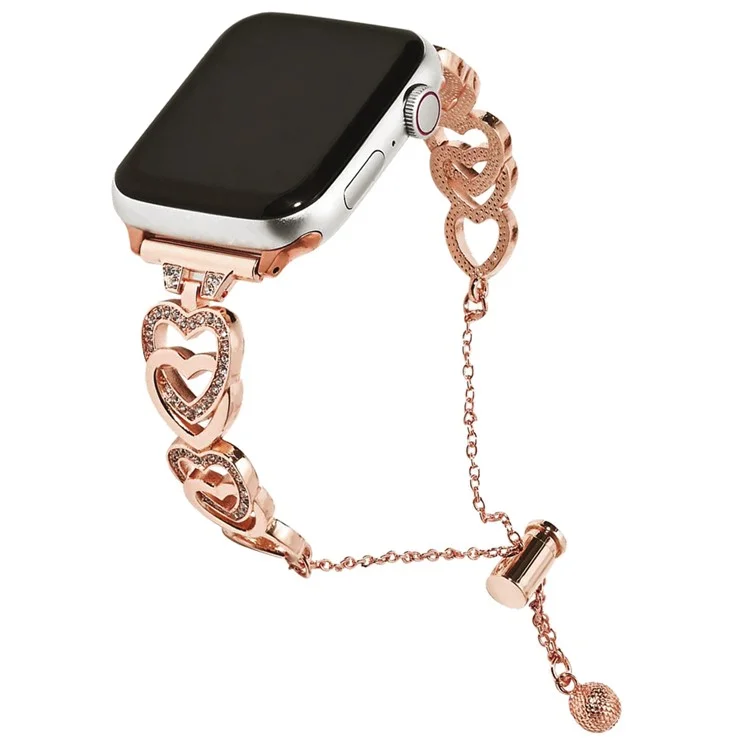 Para Apple Watch Series 10 42mm / 9 8 7 41mm / SE (2023) SE (2022) SE 6 5 4 40mm / 3 2 1 38mm Bracelete de Pulseira de Relógio de Liga de Zinco - Rose Gold