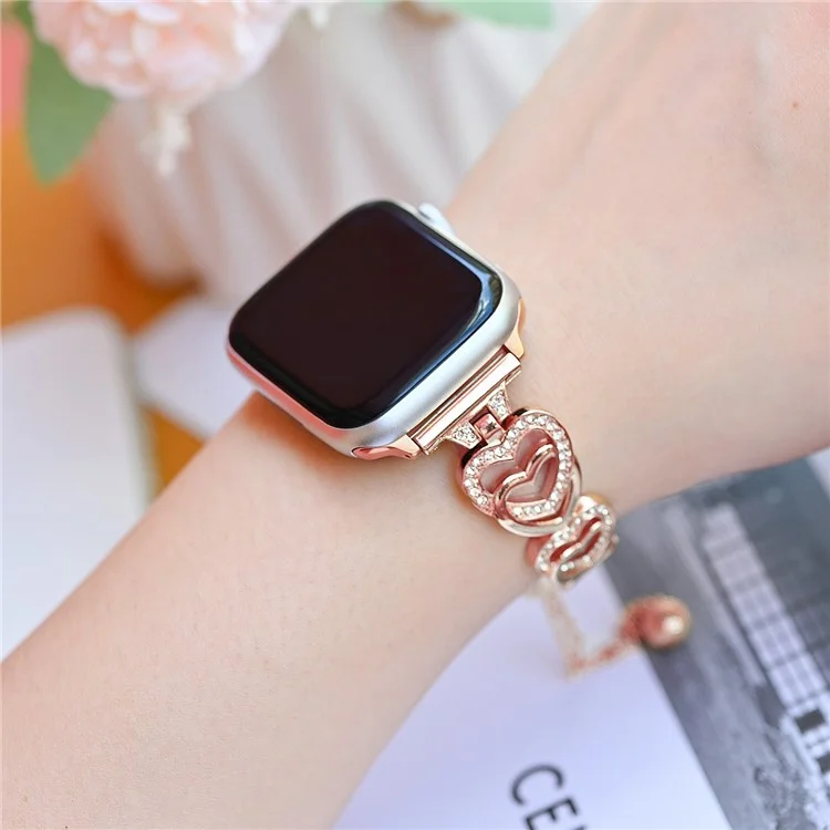 Para Apple Watch Series 10 42mm / 9 8 7 41mm / SE (2023) SE (2022) SE 6 5 4 40mm / 3 2 1 38mm Bracelete de Pulseira de Relógio de Liga de Zinco - Rose Gold