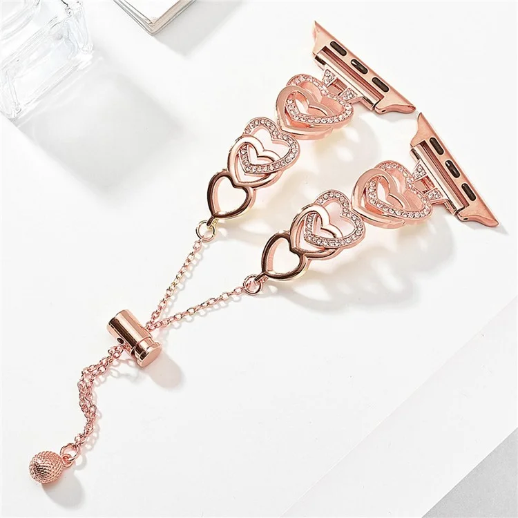 Para Apple Watch Series 10 42mm / 9 8 7 41mm / SE (2023) SE (2022) SE 6 5 4 40mm / 3 2 1 38mm Bracelete de Pulseira de Relógio de Liga de Zinco - Rose Gold