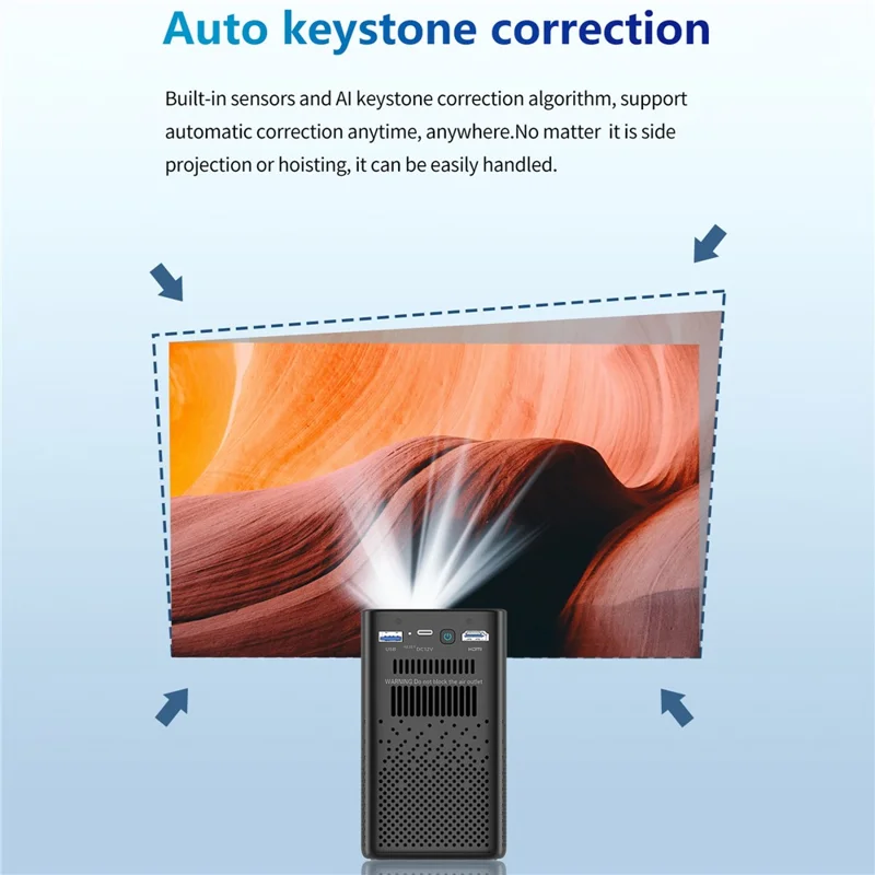 C900 Android 9.0 WiFi Mini DLP Projector 960x540P High Definition Pocket Home Theater - Black / EU Plug