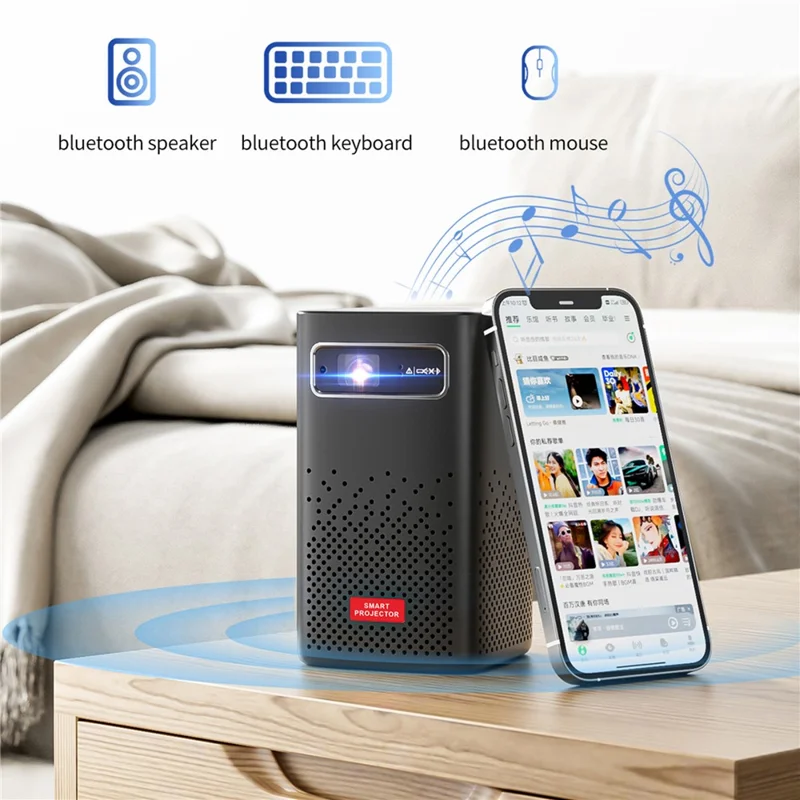 C900 Android 9.0 WiFi Mini DLP Projector 960x540P High Definition Pocket Home Theater - Black / EU Plug