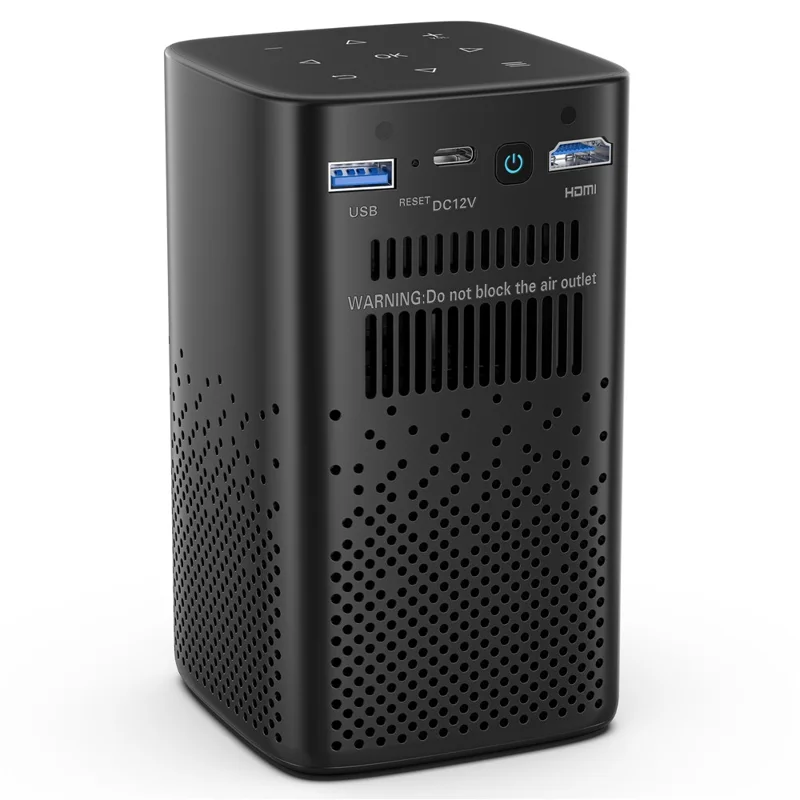 C900 Android 9.0 WiFi Mini DLP Projector 960x540P High Definition Pocket Home Theater - Black / EU Plug