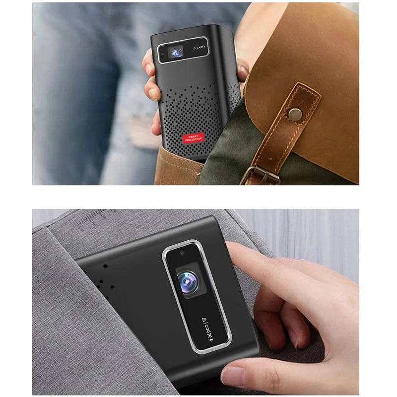 C900 Android 9.0 WiFi Mini DLP Projector 960x540P High Definition Pocket Home Theater - Black / EU Plug