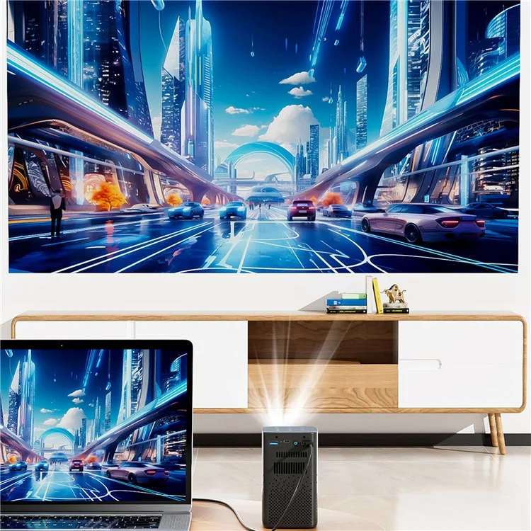 C900 Android 9.0 WiFi Mini DLP Projector 960x540P High Definition Pocket Home Theater - White / US Plug