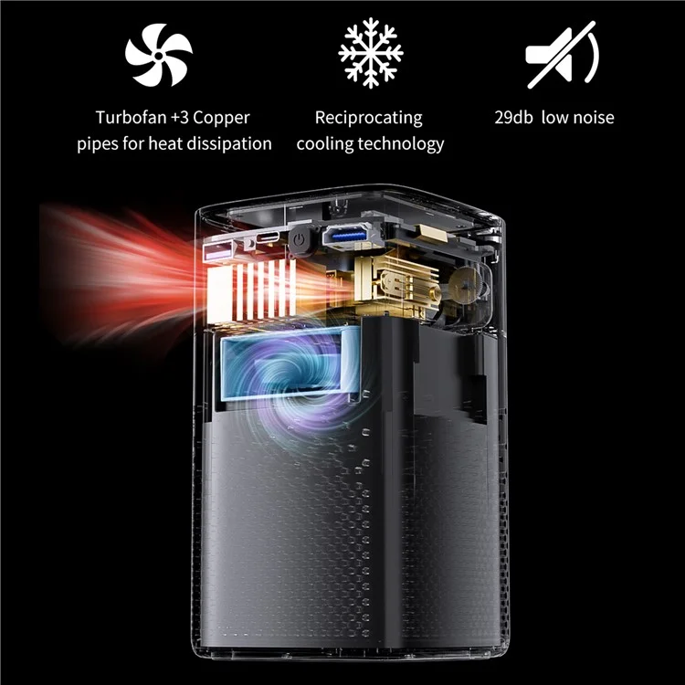 C900 Android 9.0 WiFi Mini DLP Projector 960x540P High Definition Pocket Home Theater - White / US Plug
