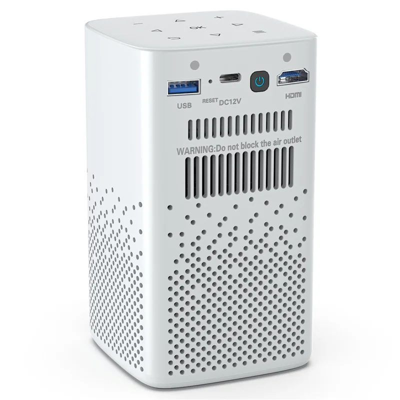 Projecteur DLP Mini WiFi Android 9.0 C900 960x540P Haute Définition Théâtre Maison Portable - Blanc / Prise EU