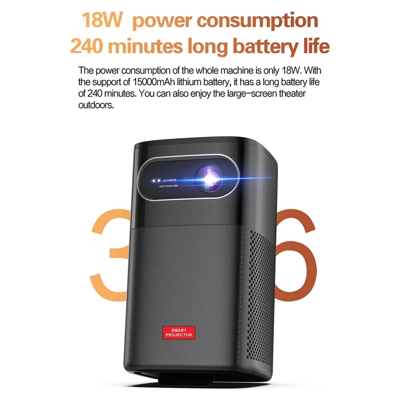 M1 1080P Android 9.0 Projector WiFi DLP Intelligent Projector Support Bluetooth-compatible Function - EU Plug