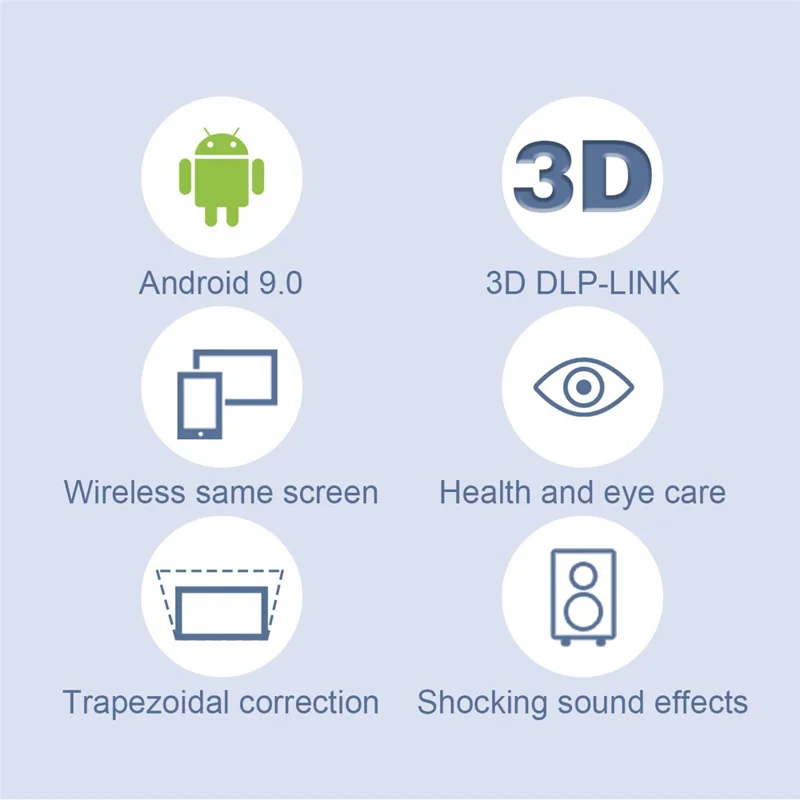 V7 Pro Home Theater Android 9.0 DLP Projector High Definition Projector Support 5G  /  2.4G WiFi - EU Plug