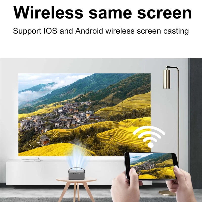 V7 Pro Home Theater Android 9.0 DLP Projector High Definition Projector Support 5G  /  2.4G WiFi - EU Plug