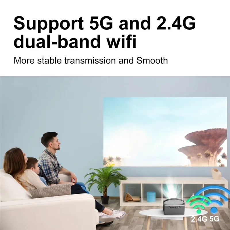 V7 Pro Home Theater Android 9.0 DLP Projector High Definition Projector Support 5G  /  2.4G WiFi - UK Plug