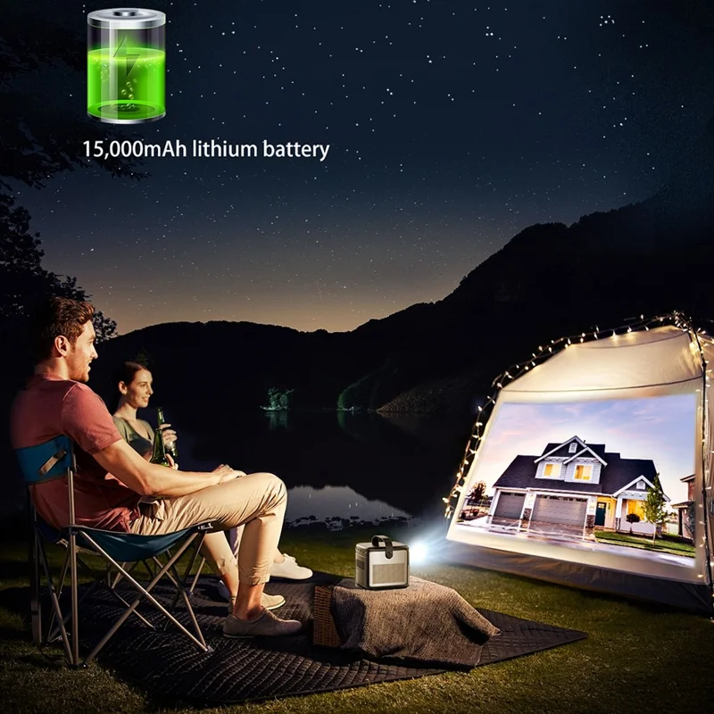 S8 Portable Rechargeable DLP Projector 1080P HD Video WiFi Home Theater Office LED Projector - EU Plug