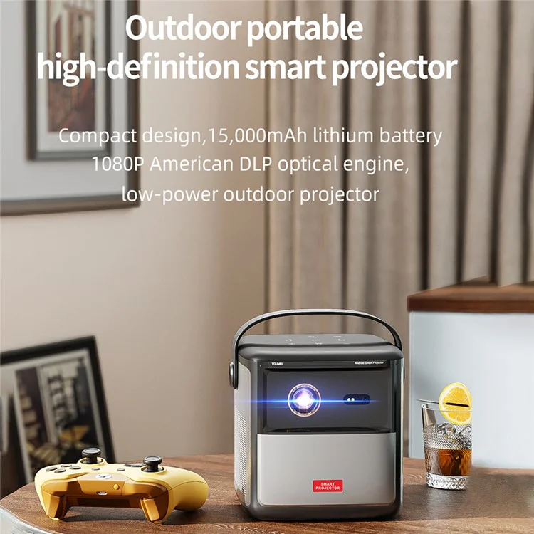 S8 Portable Rechargeable DLP Projector 1080P HD Video WiFi Home Theater Office LED Projector - UK Plug