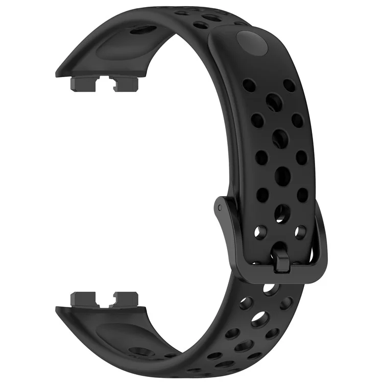 For Huawei Band 9 / 9 NFC / 8 / 8 NFC Breathable Holes Replacement Band Silicone Watch Strap - Black