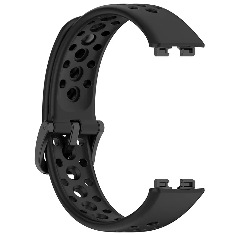 For Huawei Band 9 / 9 NFC / 8 / 8 NFC Breathable Holes Replacement Band Silicone Watch Strap - Black