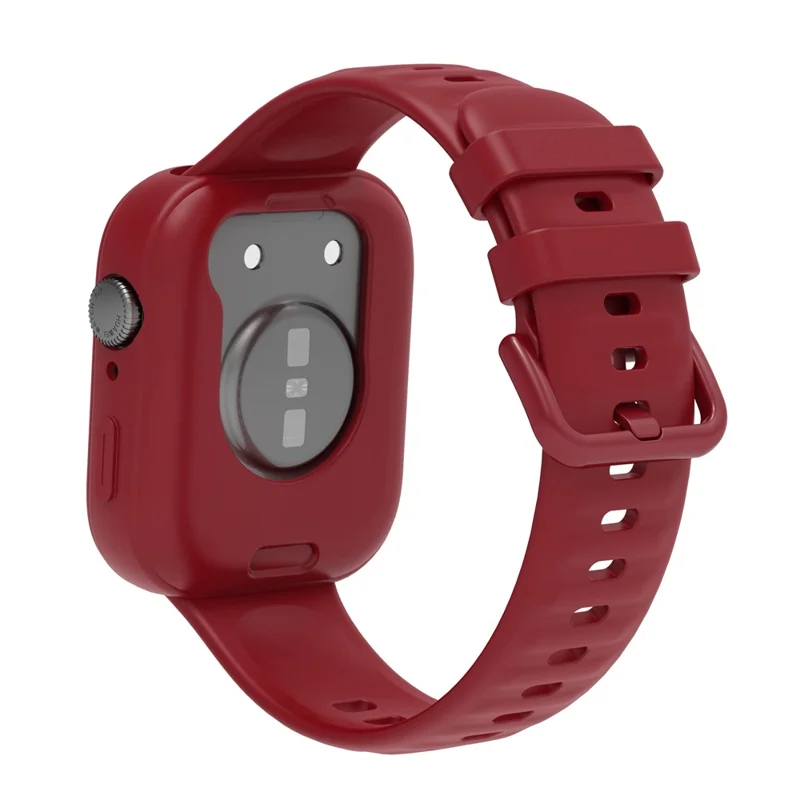 For Huawei Watch Fit 3 Silicone Case Hollow Shockproof Watch Protective Frame - Wine Red