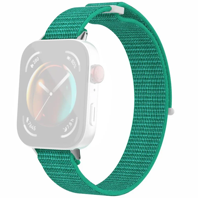 For Huawei Watch Fit 3 Watch Strap Magic Tape Nylon Wrist Band - Green